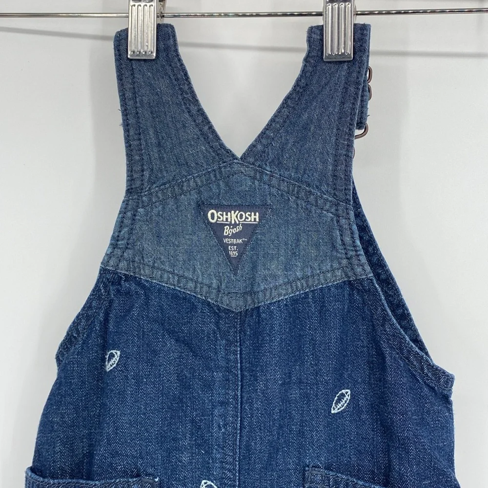 OshKosh Bgosh Overalls Boys 6M Blue Denim Football Kids Youth‎ Casual Baby